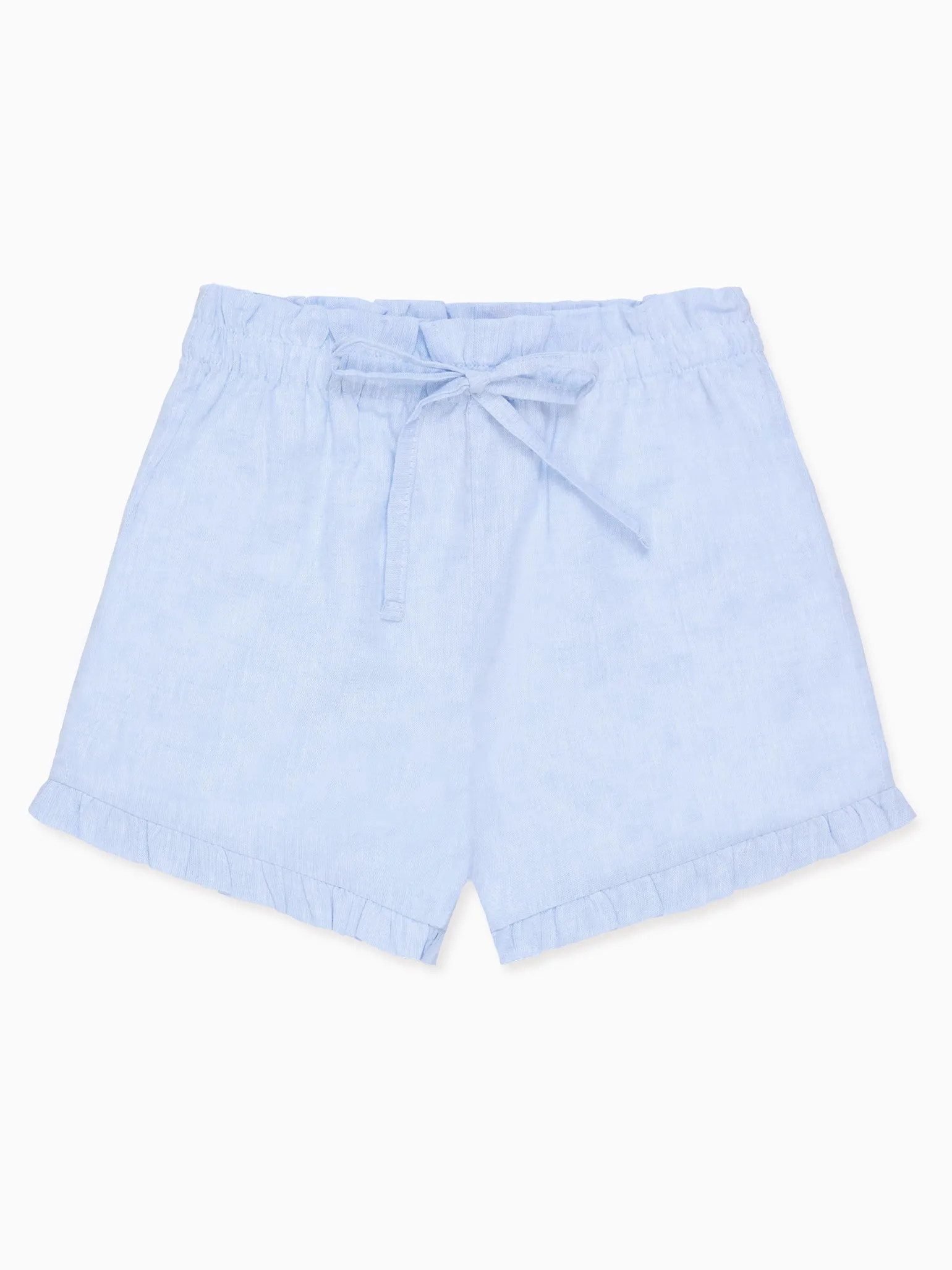 Light Blue Flores Cotton Girl Shorts