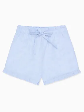 Light Blue Flores Cotton Girl Shorts