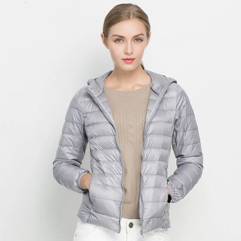 Lightweight Down Jacket Women Short Hooded Super Lightweight