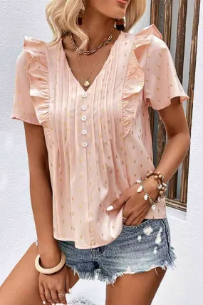 Making Plans Short Sleeve Ruffled Blouse