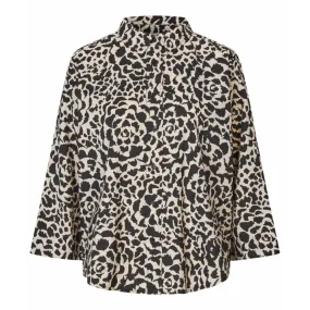 Masai MaIduki Shirt In Beige/ Black Animal Print