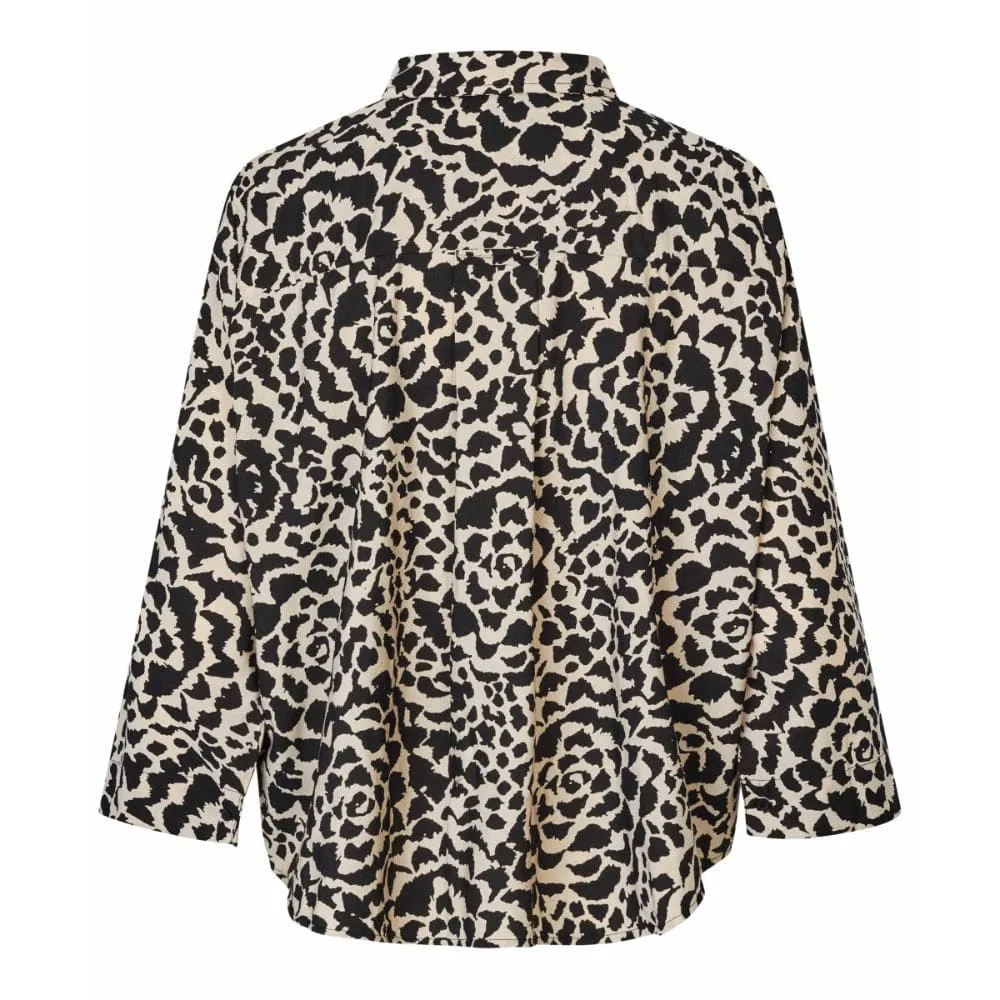 Masai MaIduki Shirt In Beige/ Black Animal Print