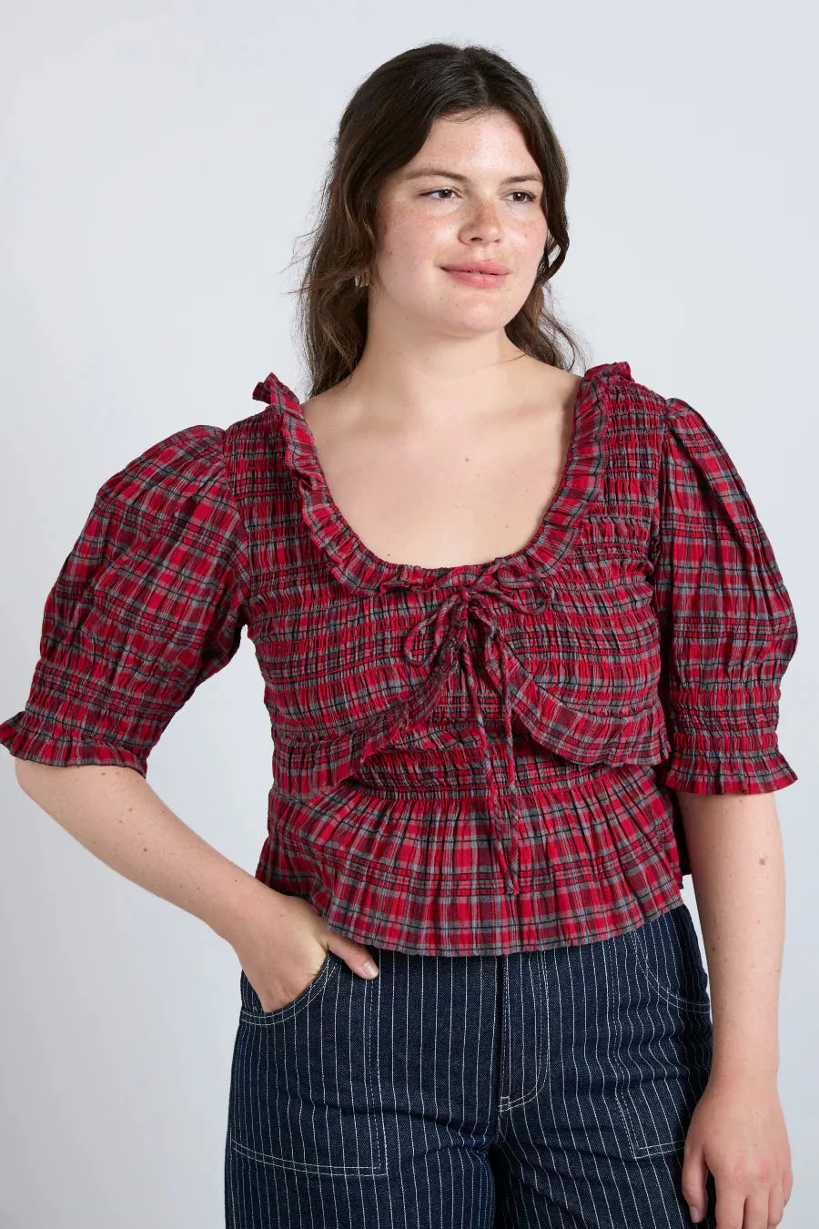 Megan Blouse Red Check