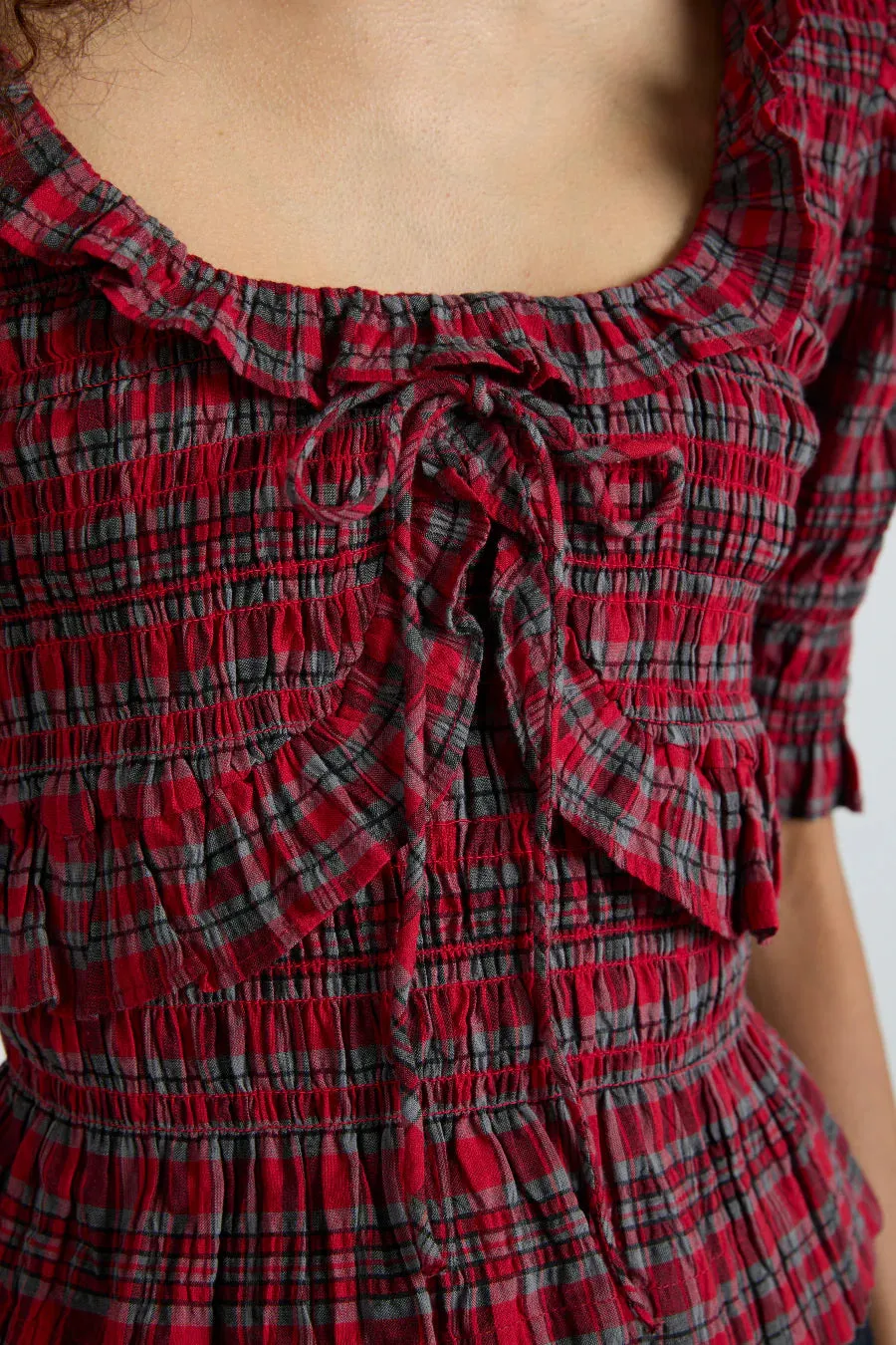 Megan Blouse Red Check