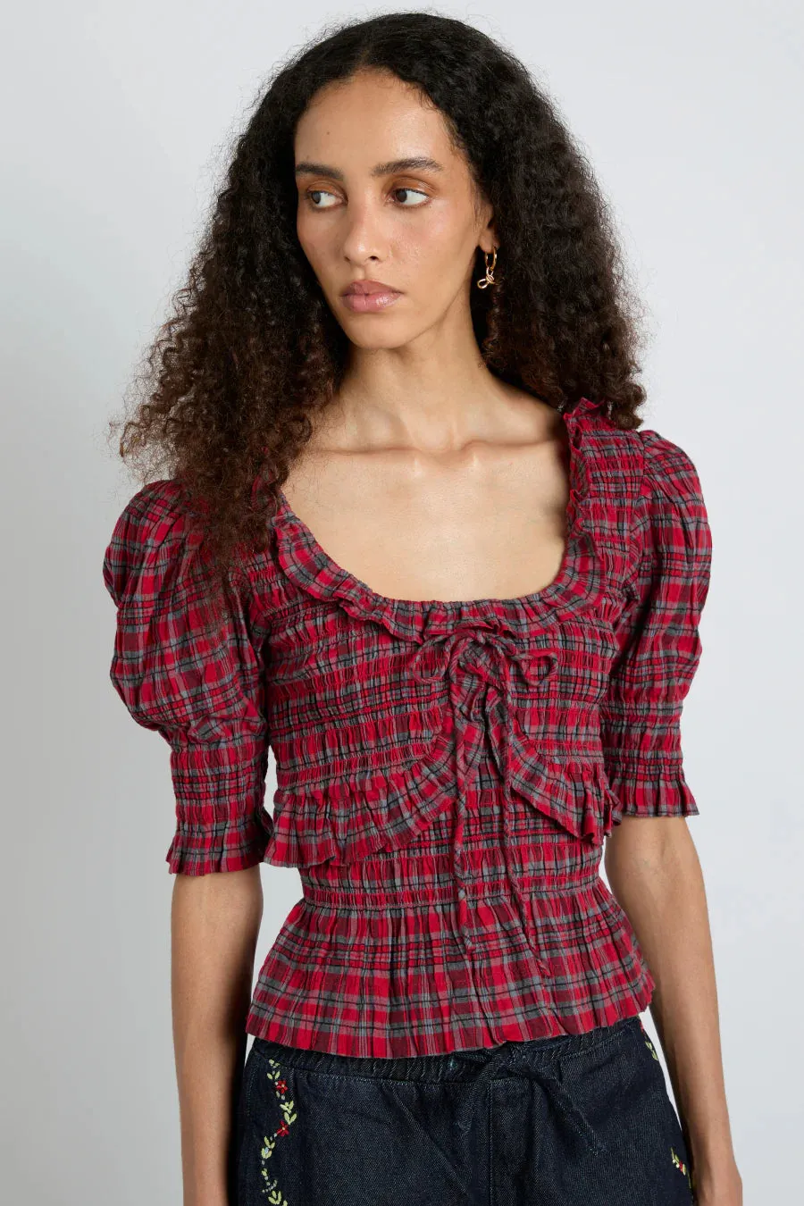 Megan Blouse Red Check