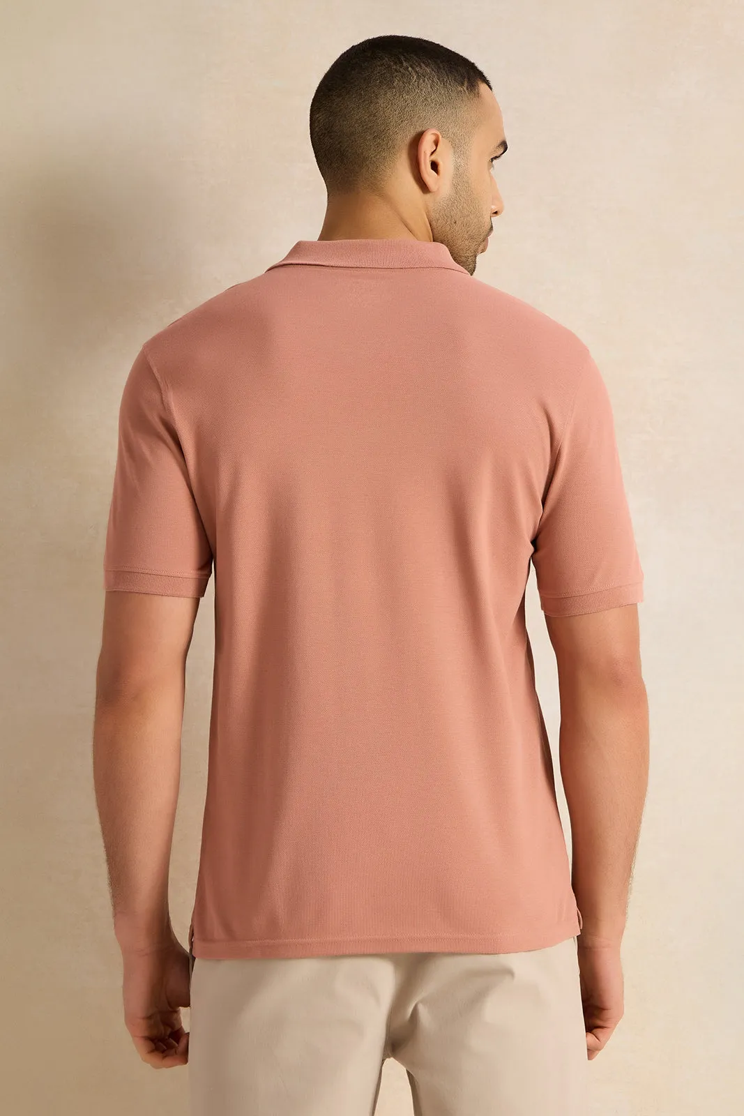 Men Pink Solid Polo Shirt