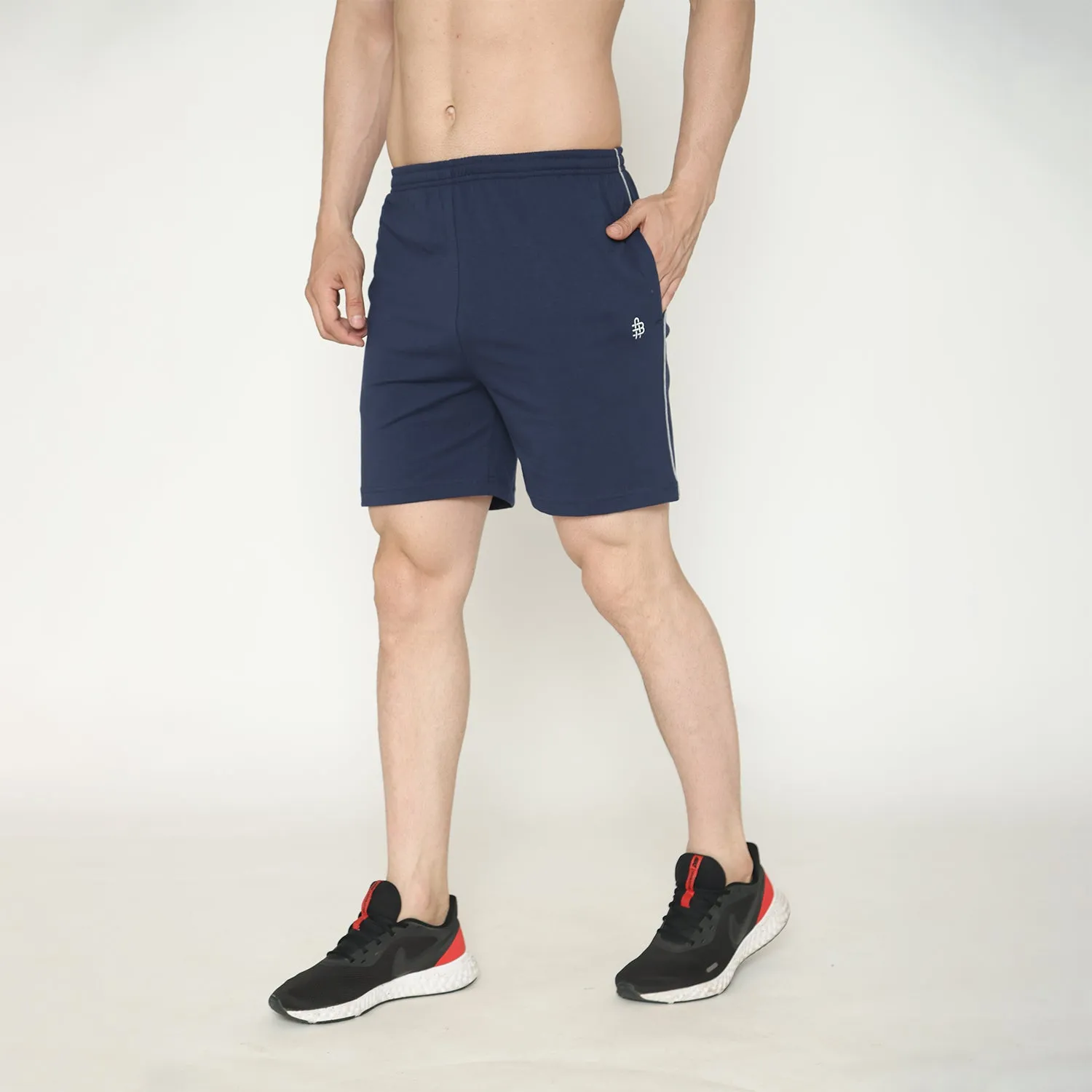 Men's Solid Knitted Shorts - Navy