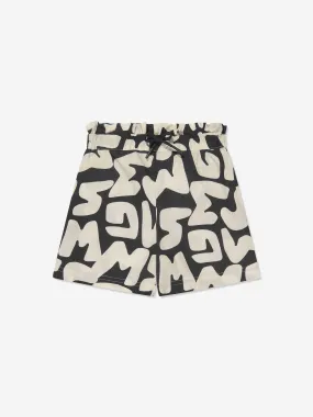 MSGM Girls Logo Print Shorts in Black