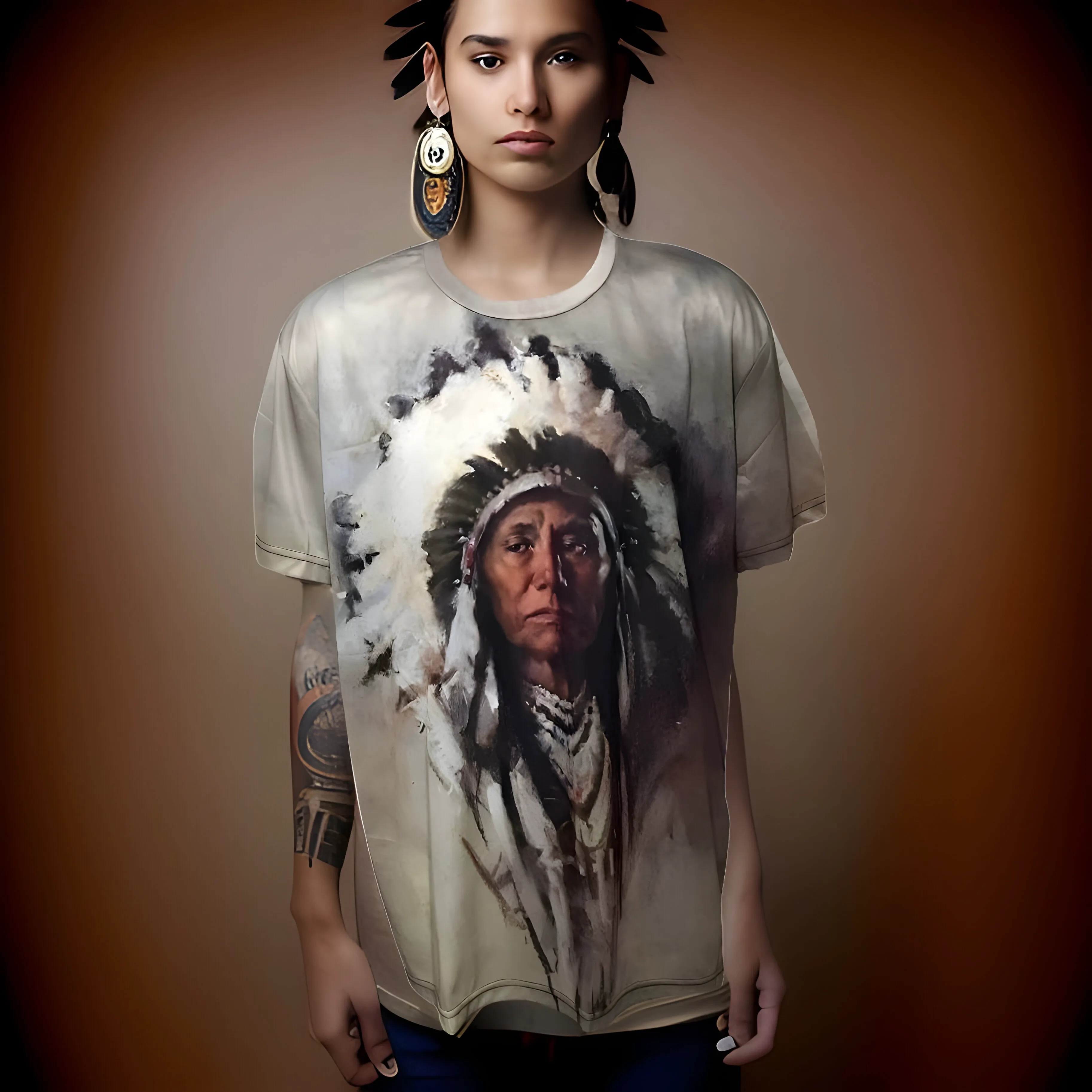 ^NATIVE AMERICAN^ ~DOUBLE SIDED PRINT~ LIGHTWEIGHT SUMMER T-SHIRTS