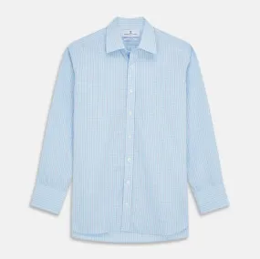 Pale Blue and Green Multi Check Cotton Regular Fit Mayfair Shirt