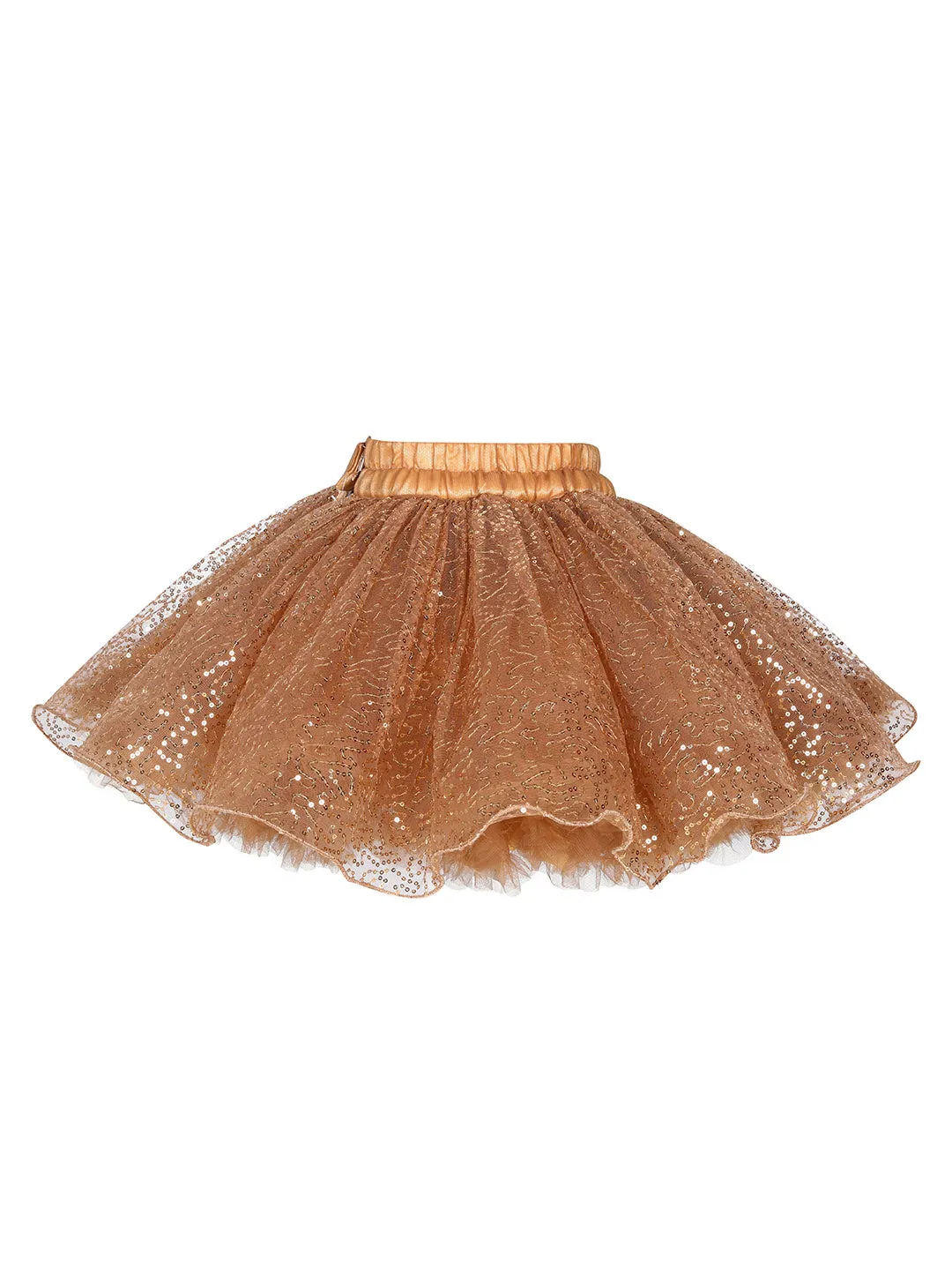 Pink Chick Sequins Skirt -Bronze