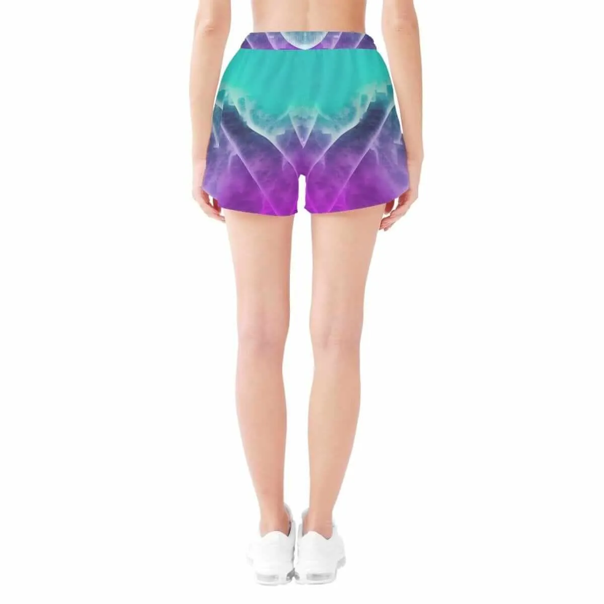 Purple and Teal Women's Print Beach Shorts