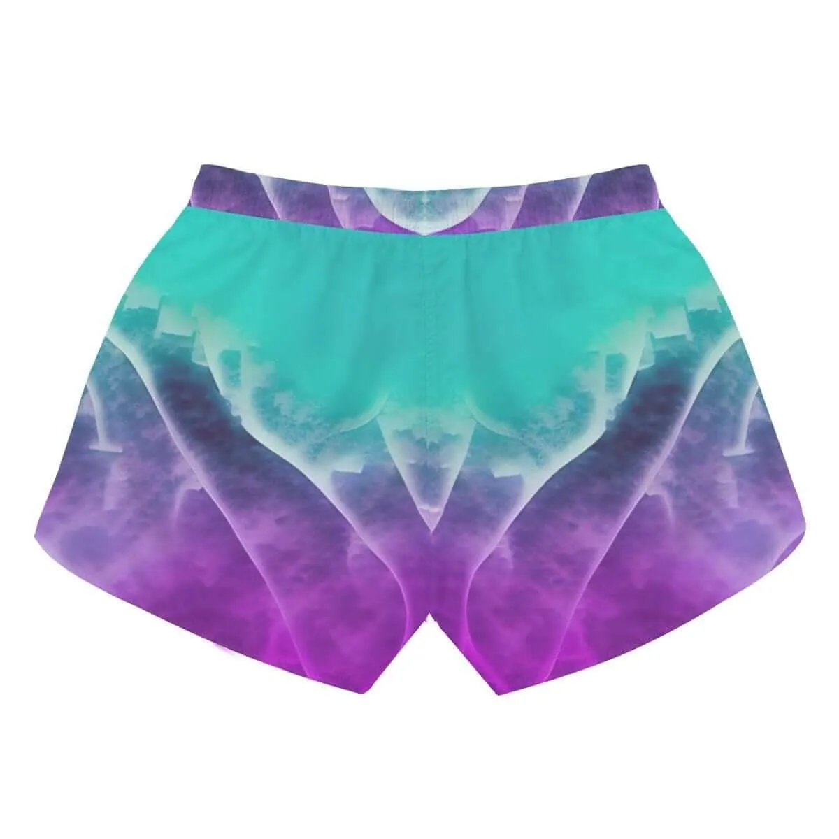 Purple and Teal Women's Print Beach Shorts