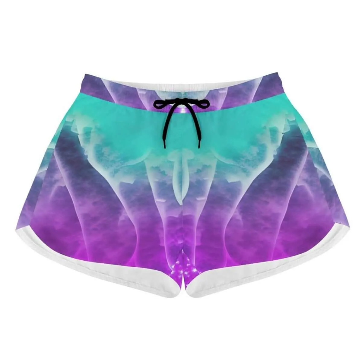 Purple and Teal Women's Print Beach Shorts