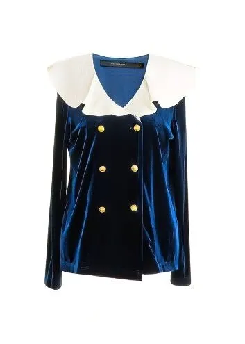 RUFFLE COLLAR VELVET SHIRT