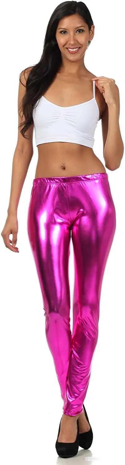 Sakkas Footless Liquid Wet Look Shiny Metallic Stretch Leggings