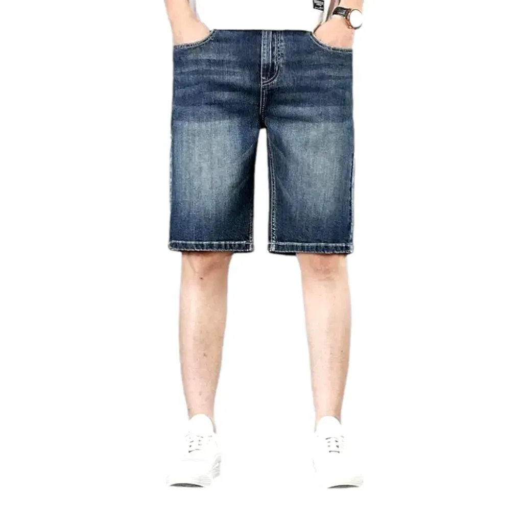 Sanded light wash stylish men's denim shorts