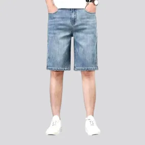 Sanded light wash stylish men's denim shorts