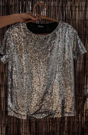 Silver Sequin Top, S-M