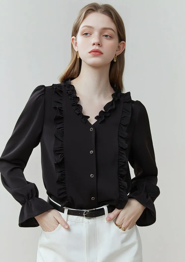 SPRING FRENCH CAREER V-NECK SHIRT