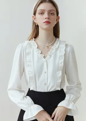 SPRING FRENCH CAREER V-NECK SHIRT