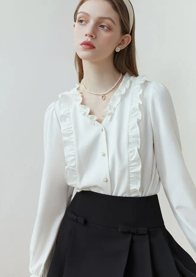 SPRING FRENCH CAREER V-NECK SHIRT