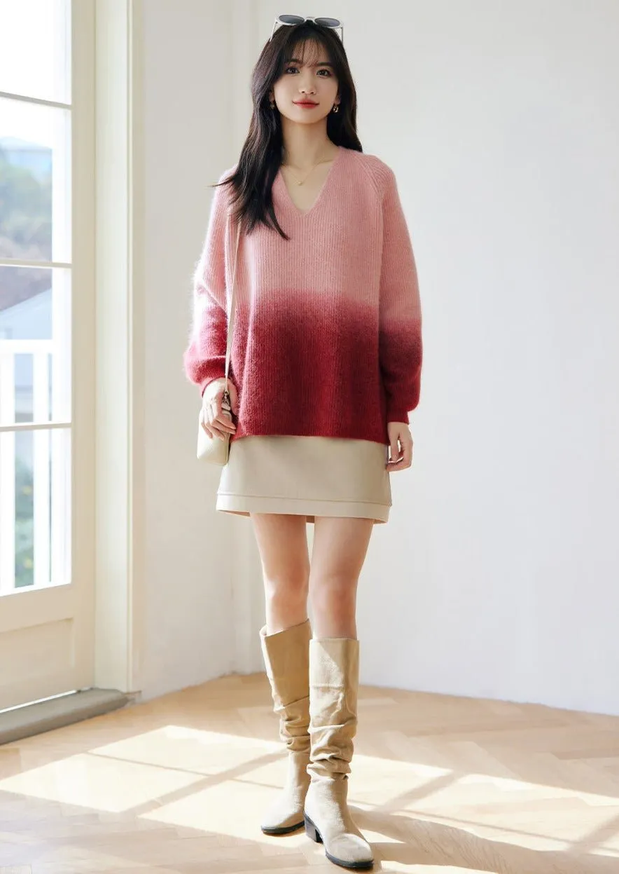 SPRING LOOSE PULLOVER GRADATION KNIT