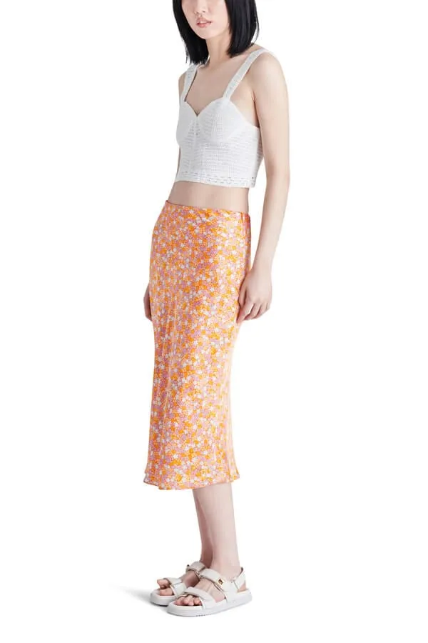 Steve Madden Mindy Floral Print Midi Slip Skirt