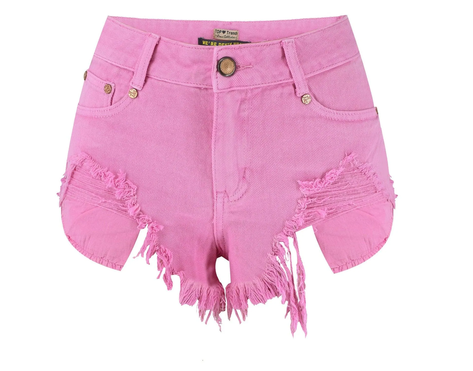 Stylish High Waist Slim-Fit Pink Denim Shorts