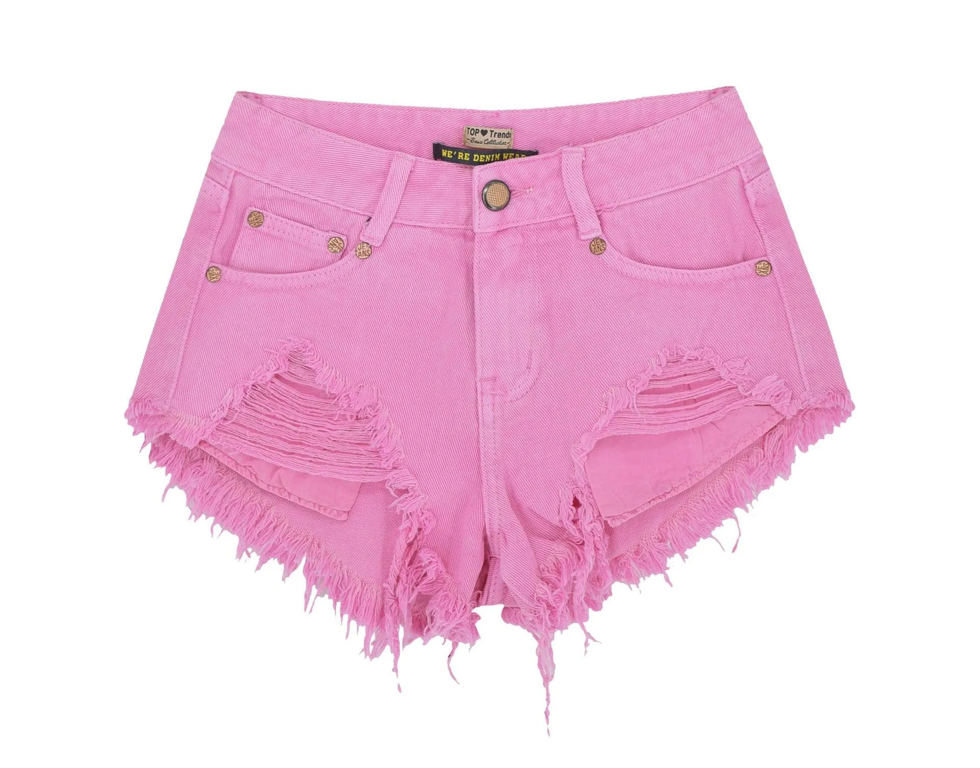 Stylish High Waist Slim-Fit Pink Denim Shorts