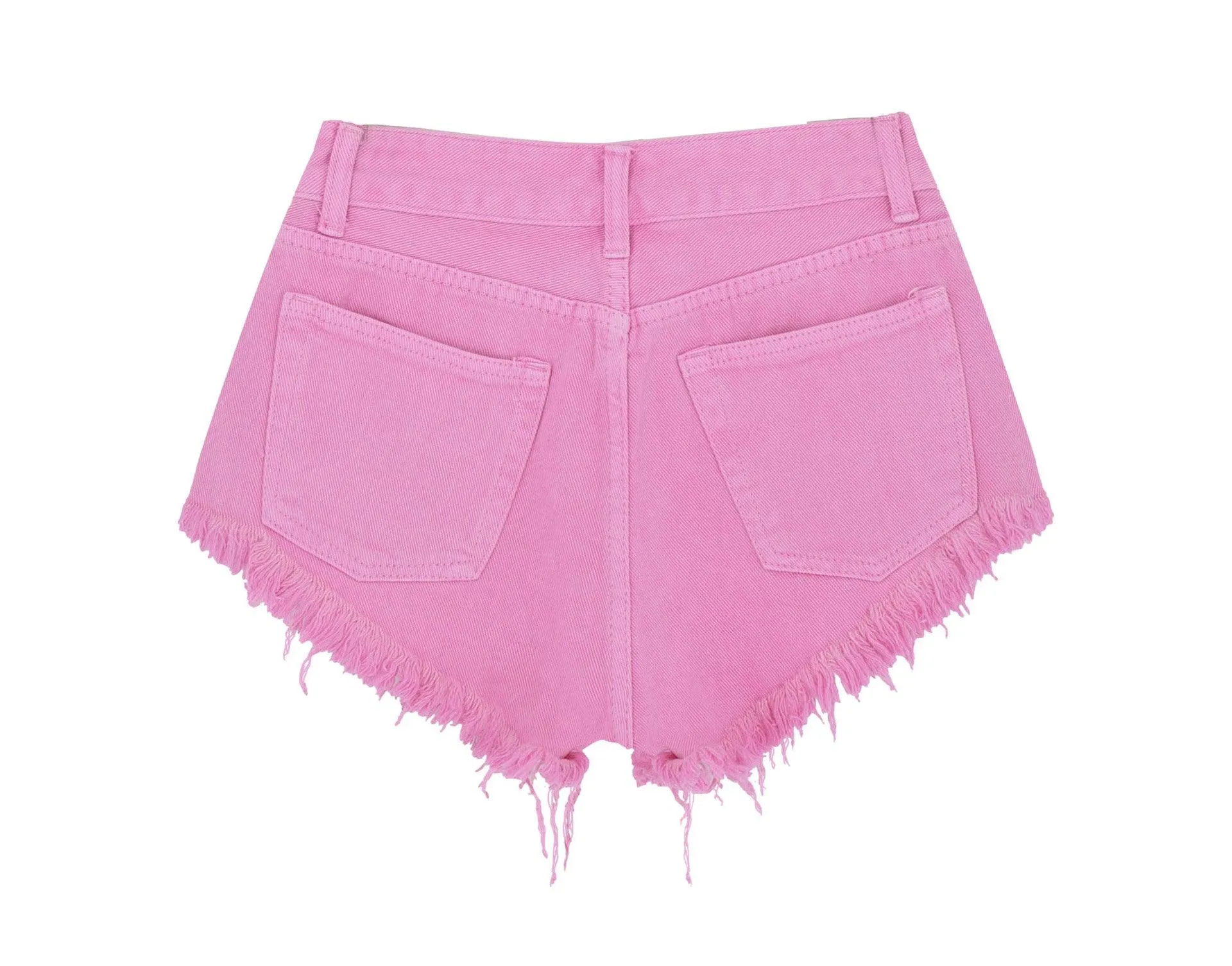 Stylish High Waist Slim-Fit Pink Denim Shorts