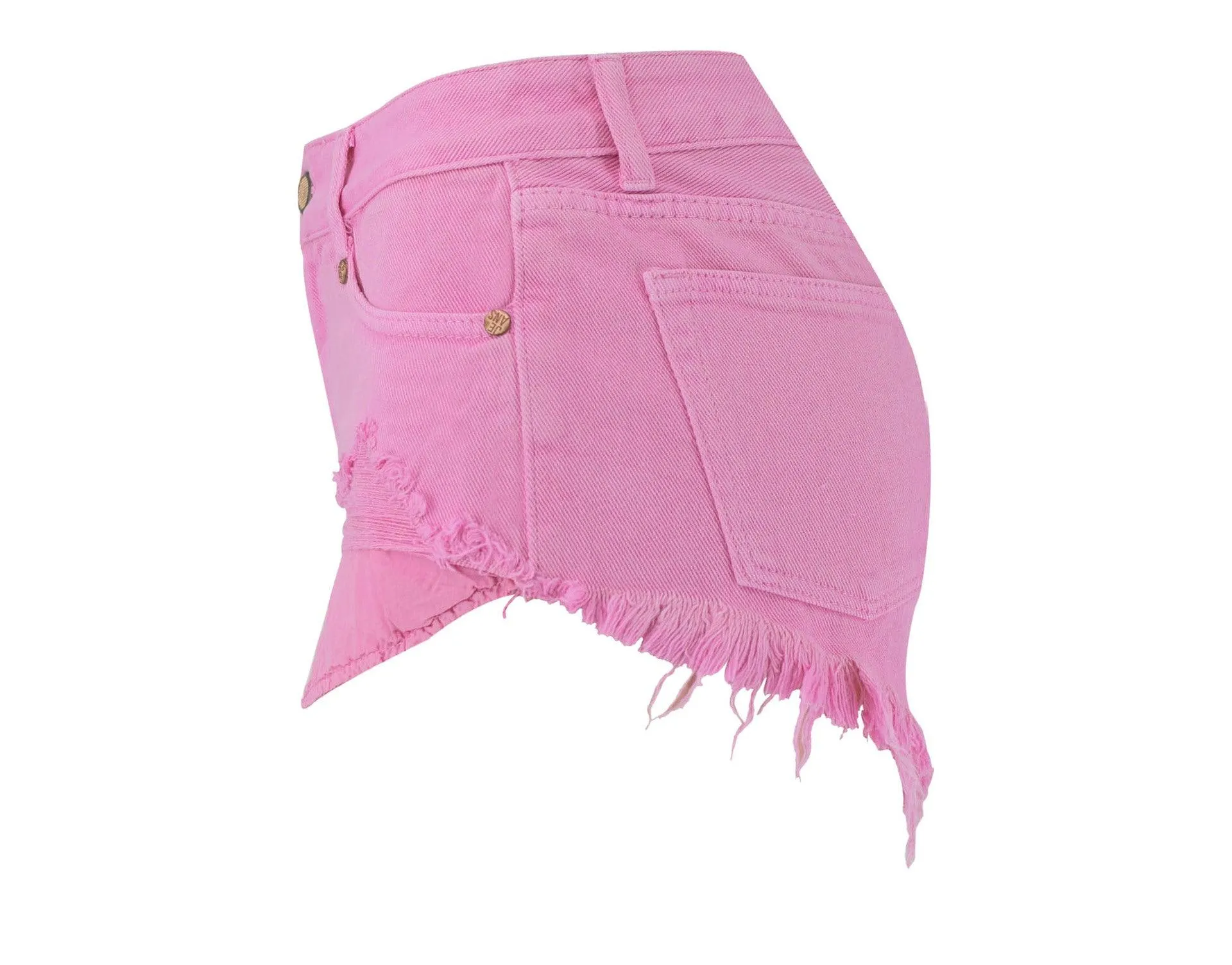 Stylish High Waist Slim-Fit Pink Denim Shorts