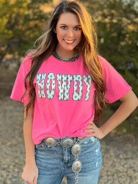 Texas True Threads Pink Howdy Cactus Tee