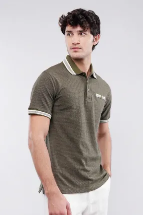 Texture Polo Shirt - Olive Green