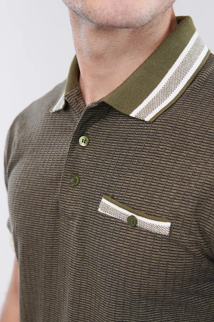 Texture Polo Shirt - Olive Green