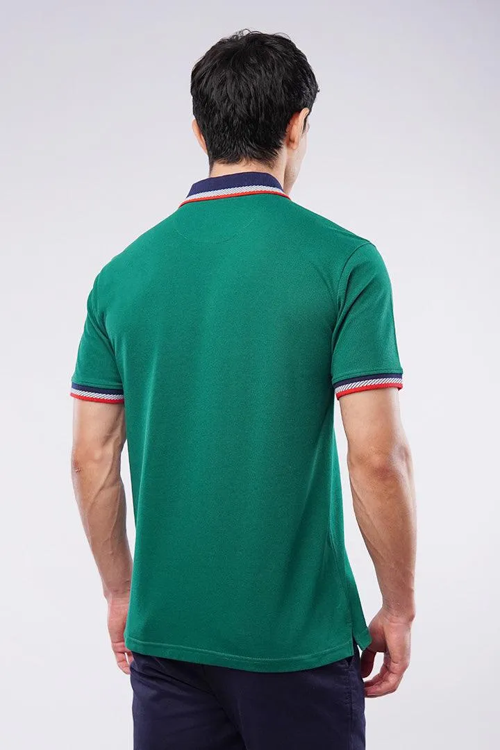 Tipping Collar Polo Shirt - Green