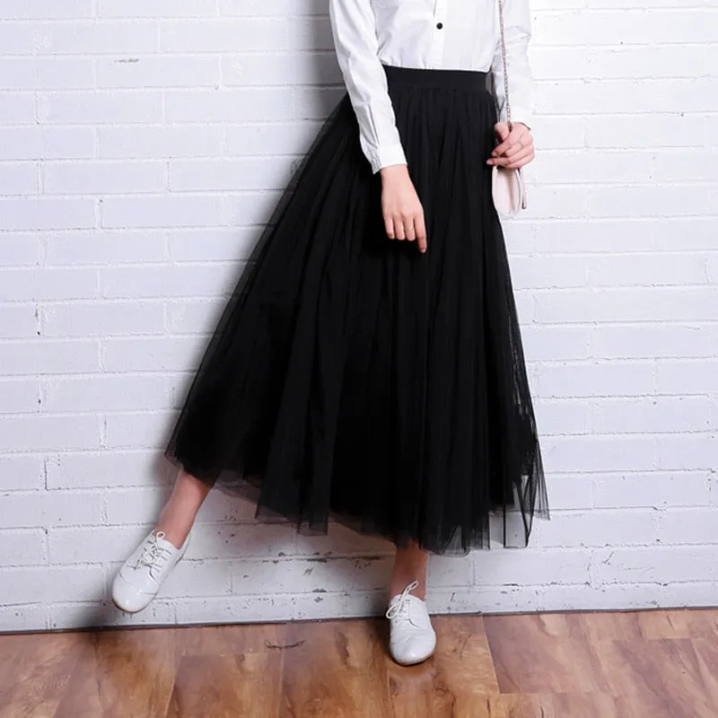 Trendy High Waist Mesh Tutu Skirt