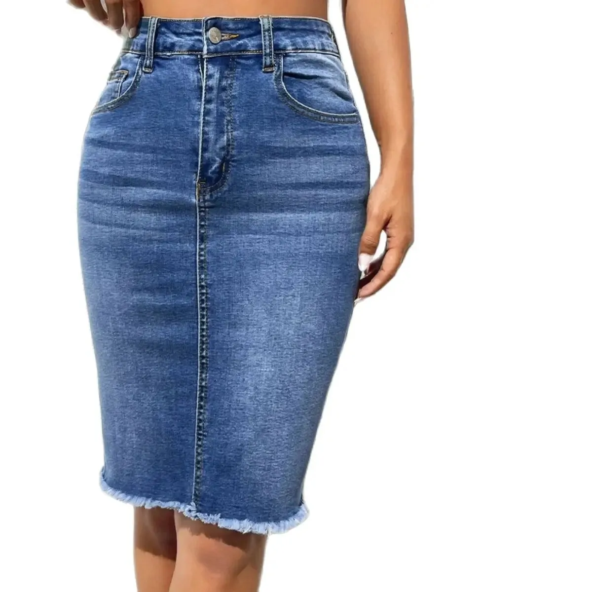 Trendy Slim Denim Blue Jean Skirt