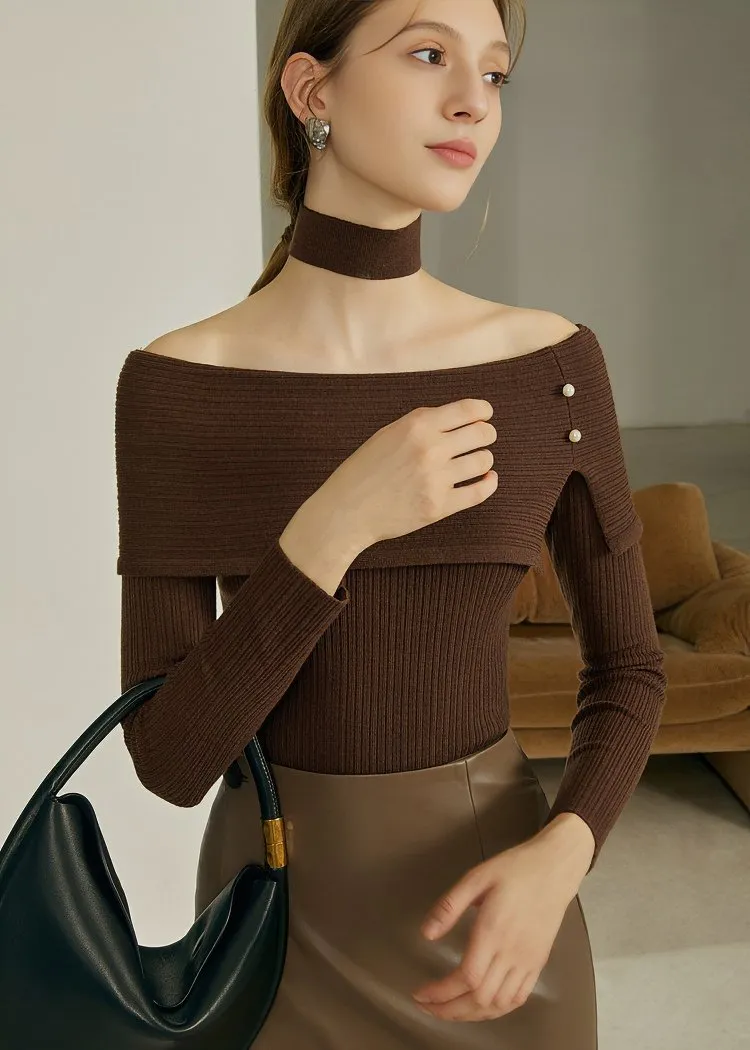 TRIM TOP ONE SHOULDER KNIT