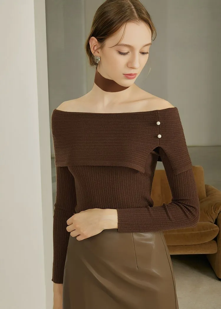 TRIM TOP ONE SHOULDER KNIT