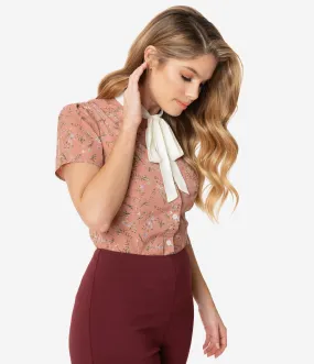 Unique Vintage 1940s Dusty Pink Floral Elsie Blouse