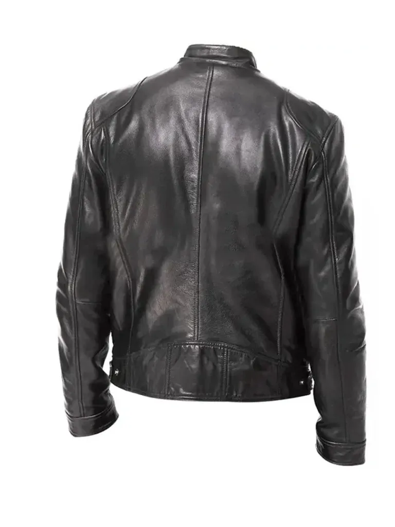 Vintage Cafe Racer Black Retro Biker Genuine Leather Jacket