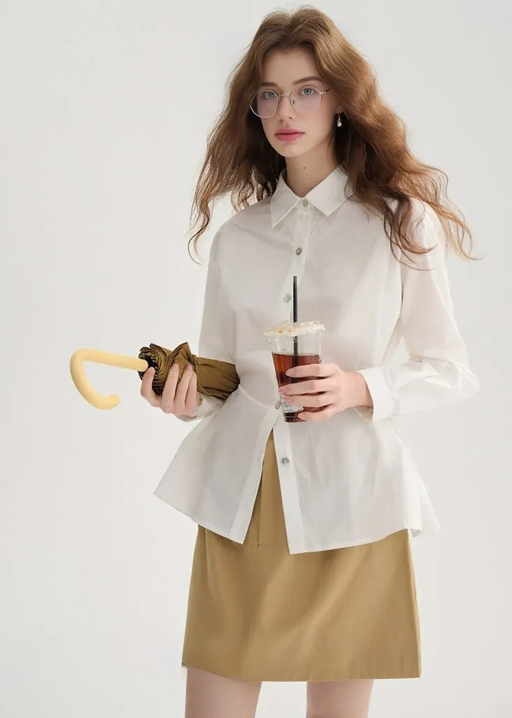 WAIST BUTTON LONG SLEEVE SHIRT