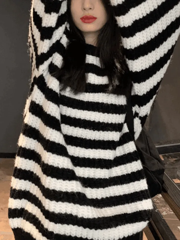 Wenkouban-Spring Casual Outfits Y2K Outfits Cozy Striped Pullover Sweater