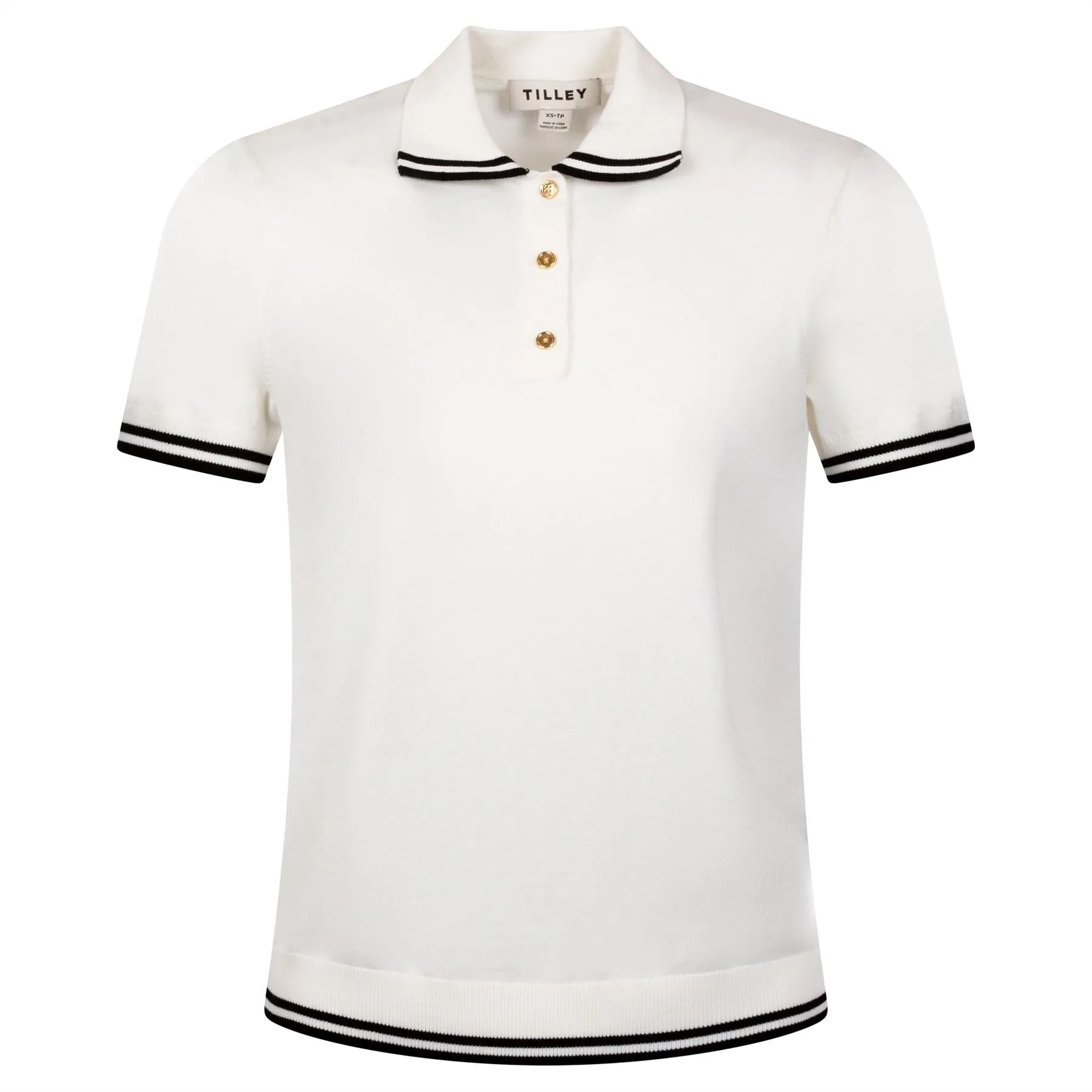 Womens Albatross Polo White/Black Stripe - AW24