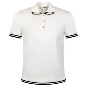 Womens Albatross Polo White/Black Stripe - AW24