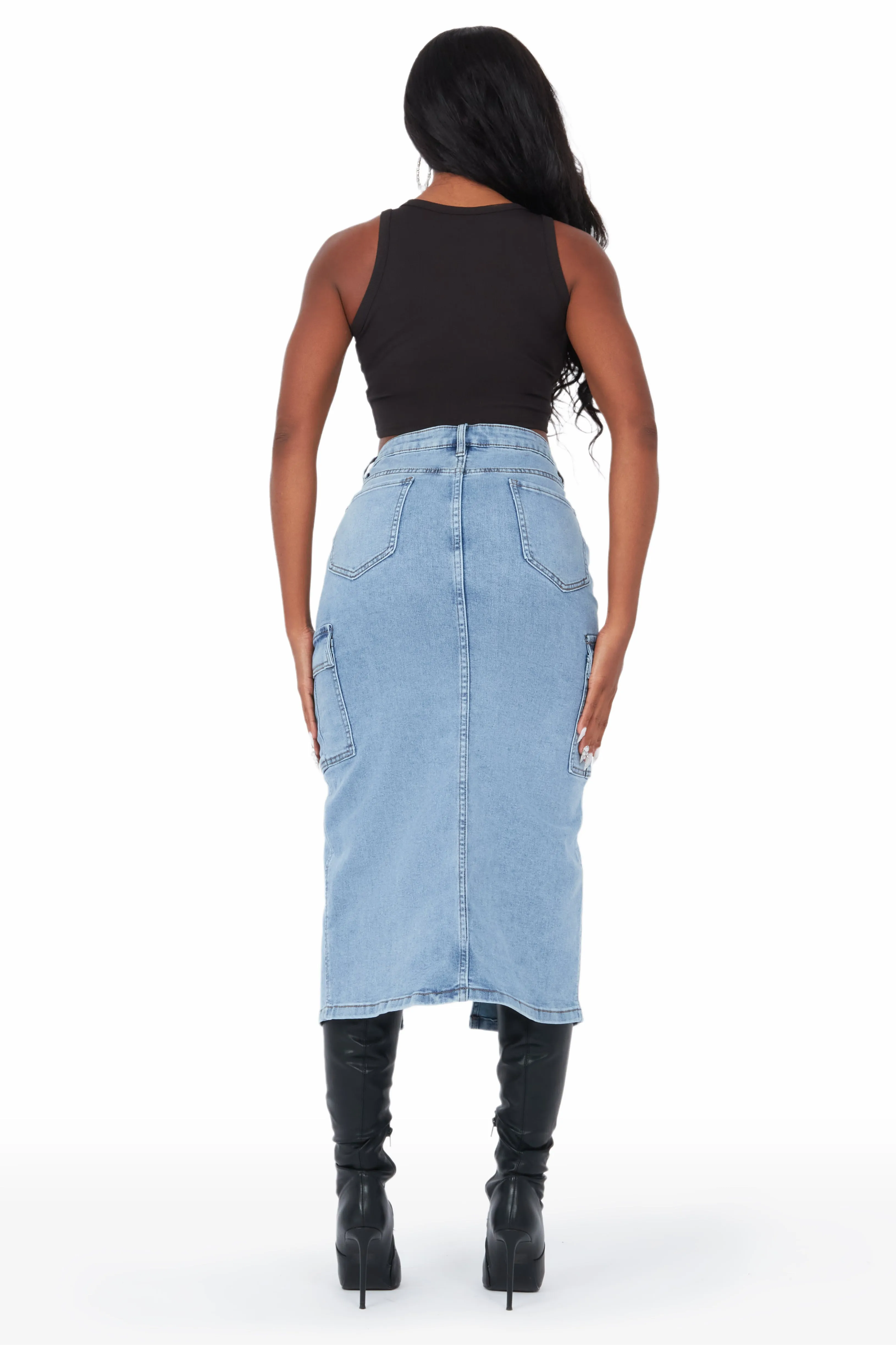 Yoselin Light Wash Denim Skirt