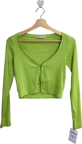 Zara Green Ribbed Cardigan UK 8