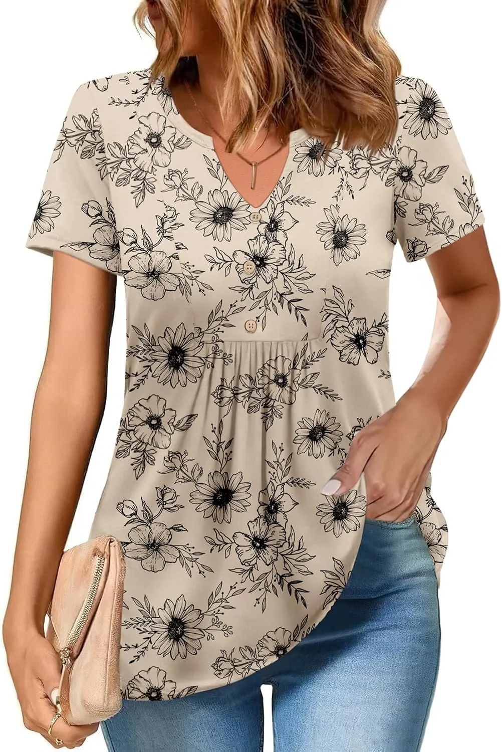 Zeagoo Womens Short Sleeve Tops V-Neck Tshirts